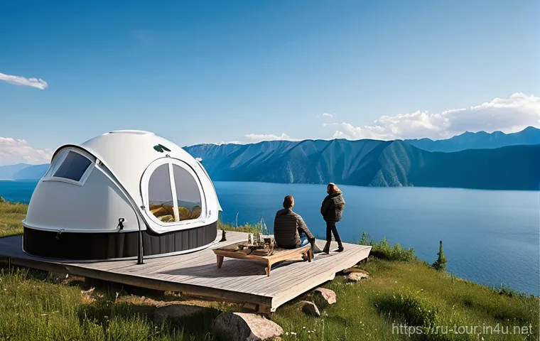 국내 관광 정책 - A cheerful Russian family, consisting of a mother, father, and their two children (approximately 8 a...