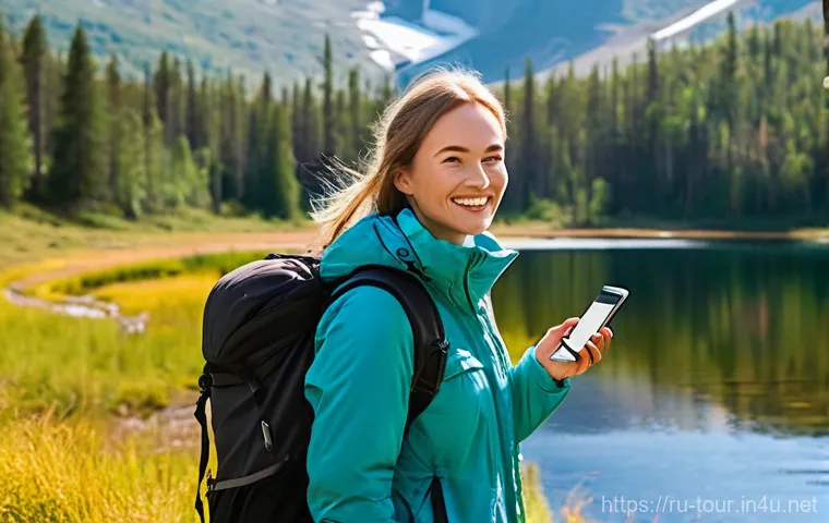 관광 정책 - **Prompt:** A cheerful Russian woman in her late 20s to early 30s, stylishly dressed in comfortable ...