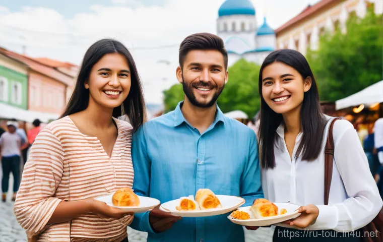 관광 정책 - **Prompt:** A cheerful Russian woman in her late 20s to early 30s, stylishly dressed in comfortable ...