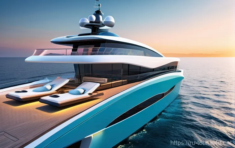 해양 관광 트렌드 - **Eco-Friendly Tropical Yachting Adventure:** A sleek, environmentally conscious catamaran, equipped...